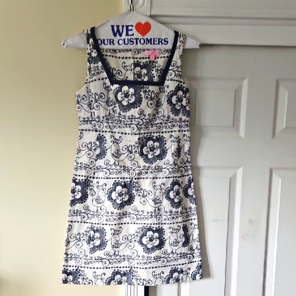 Floral Patterned Dress - Blue and White